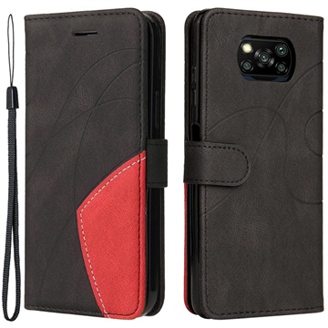 Bi-Color Series Xiaomi Poco X3 Pro/X3 NFC Wallet Hülle - Schwarz