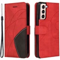 Bi-Color Series Samsung Galaxy S21 5G Schutzhülle mit Geldbörse (Offene Verpackung - Zufriedenstellend) - Rot