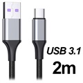 Geflochtenes USB 3.1 Type-C Data / Ladekabel - 5A/40W - 2m - Schwarz