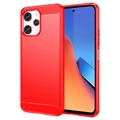 Xiaomi Redmi 12 Gebürstete TPU Hülle - Karbonfaser - Rot