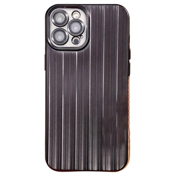 iPhone 12 Pro Gebürstete TPU Hülle mit Kameraobjektivschutz - Schwarz