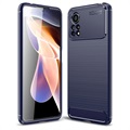 Xiaomi Poco X4 Pro 5G Brushed TPU Hülle - Karbonfaser - Blau