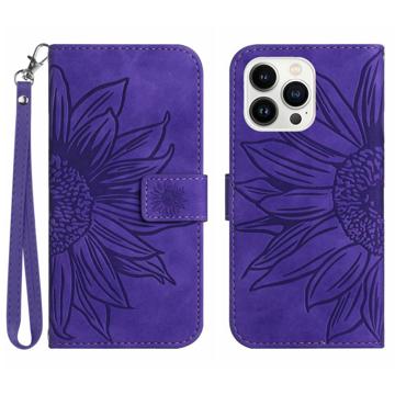 Sunflower Serie iPhone 14 Pro Max Schutzhülle mit Geldbörse - Purpur