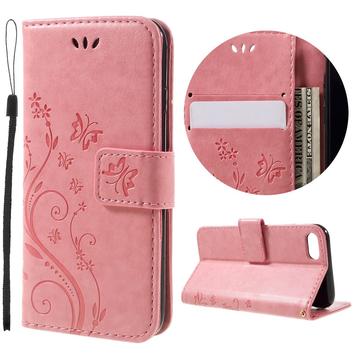 iPhone 7/8/SE (2020)/SE (2022) Butterfly Serie Wallet Schutzhülle - Rosa