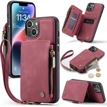 Caseme C20 Reißverschlusstasche iPhone 14 Plus Hybrid Hülle - Rot