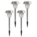 CIS-57453A 4er-Pack Solar-Gartenwegleuchten aus Edelstahl - IP65 - Warmweiß und RGB