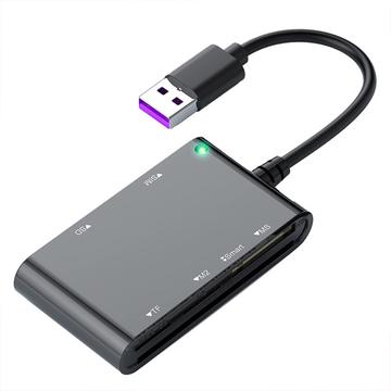 CR375-B 6-in-1-Multi-USB-Chipkartenleser für Smart/SIM/SD/TF/MS/M2-Karten - Schwarz