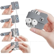Kabel-/Kopfhörer-Organizer aus Silikon mit Metall-Druckknopf - Grau