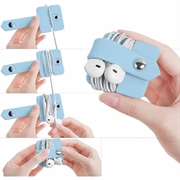 Kabel-/Kopfhörer-Organizer aus Silikon mit Metall-Druckknopf - Hellblau