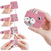 Kabel-/Kopfhörer-Organizer aus Silikon mit Metall-Druckknopf - Rosa