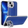CamStänder iPhone 13 Hybrid Hülle - Karbonfaser - Blau