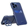 CamStänder iPhone 14 Pro Cover mit Kartensteckplatz - Dunkel Blau