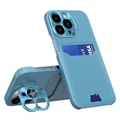 CamStänder iPhone 14 Pro Cover mit Kartensteckplatz - Hellblau