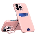 CamStänder iPhone 14 Pro Cover mit Kartensteckplatz - Rosa