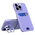 CamStänder iPhone 14 Pro Cover mit Kartensteckplatz - Purpur