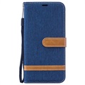 Canvas Diary Series Samsung Galaxy M10 Wallet Hülle - Dunkel Blau