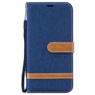 Canvas Diary Series Samsung Galaxy M10 Wallet Hülle (Offene Verpackung - Ausgezeichnet) - Dunkel Blau