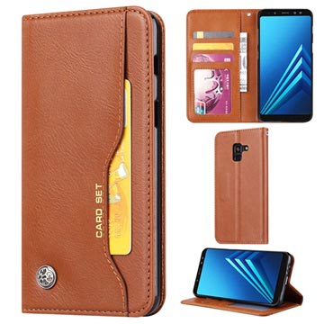 Card Set Series Samsung Galaxy A8 (2018) Wallet Schutzhülle - Braun