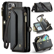 iPhone 15 Pro CaseMe C36 RFID-blockierende Wallet-Hülle - Schwarz
