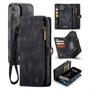 iPhone 16 Plus Caseme 008 2-in-1 Multifunktions Wallet Hülle - Schwarz