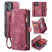 iPhone 16 Plus Caseme 008 2-in-1 Multifunktions Wallet Hülle - Rot