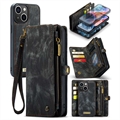 iPhone 15 Plus Caseme 2-in-1 Multifunktions Wallet Hülle - Schwarz