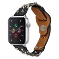 Apple Watch Series 9/8/SE (2022)/7/SE/6/5/4/3/2/1 Kette Lederarmband - 41mm/40mm/38mm - Schwarz