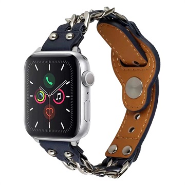 Apple Watch Series Ultra 2/Ultra/9/8/SE (2022)/7/SE/6/5/4/3/2/1 Kette Lederarmband - 49mm/45mm/44mm/42mm - Blau
