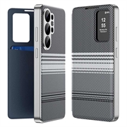 Samsung Galaxy S26 Ultra Smart View Flip-Hülle mit Karomuster und Kartenfach