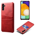 Samsung Galaxy A14 Beschichtete Kunststoff Hülle mit Kartenfächern - Rot