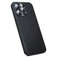 Leder Beschichtet iPhone 14 Pro Hybrid Case - Schwarz