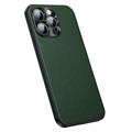 Leder Beschichtet iPhone 14 Pro Hybrid Case - Grün