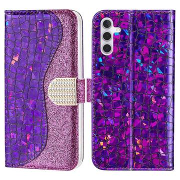 Croco Bling Serie Samsung Galaxy A14/A14 5G Wallet Hülle - Violett