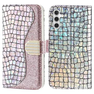 Croco Bling Serie Samsung Galaxy A14/A14 5G Wallet Hülle - Roségold