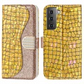 Croco Bling Serie Samsung Galaxy S21 FE 5G Wallet Hülle - Gold