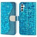 Croco Bling Serie Samsung Galaxy A14 Wallet Hülle - Blau