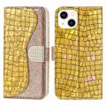 Croco Bling Serie iPhone 14 Plus Wallet Hülle - Gold