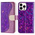 Croco Bling Serie iPhone 14 Pro Max Wallet Hülle - Violett