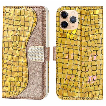 Croco Bling Serie iPhone 13 Pro Wallet Hülle