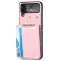 Crocodile Serie Samsung Galaxy Z Flip4 Schutzhülle mit Geldbörse - Pink