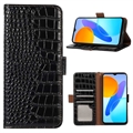 Crocodile Serie Honor X8 Lederhülle mit Geldbörse mit RFID - Schwarz