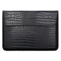 Laptoptasche aus Krokodilleder mit Ständer - 11-12" - Schwarz
