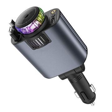 D1 5-in-1 45W Autoladegerät mit Sternenlichtprojektor, Aromatherapie-Diffusor und einziehbaren USB-C/Lightning-Kabeln