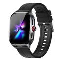 D20 Smartwatch mit kabellosen Kopfhörern, KI-Übersetzung - Silikonarmband - Schwarz