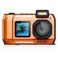 D50 Wasserdichte Action-Kamera mit zwei Bildschirmen und 32GB Speicherkarte - Orange