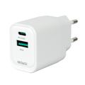Deltaco 35W GaN-Steckdosenladegerät - USB-C/USB-A - Weiß