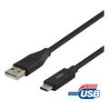 Deltaco USB 2.0 zu USB-C Kabel - 1m/3A - Schwarz