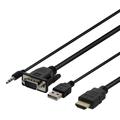 Deltaco VGA zu HDMI Adapterkabel mit Audio - 1m - Schwarz