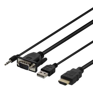 Deltaco VGA zu HDMI Adapterkabel mit Audio - 2m