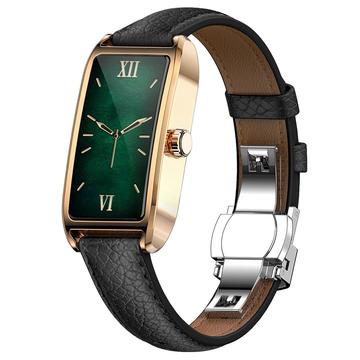Dora T Elegante Smartwatch für Frauen mit dänischer Sprache - Schwarz / Roségold 